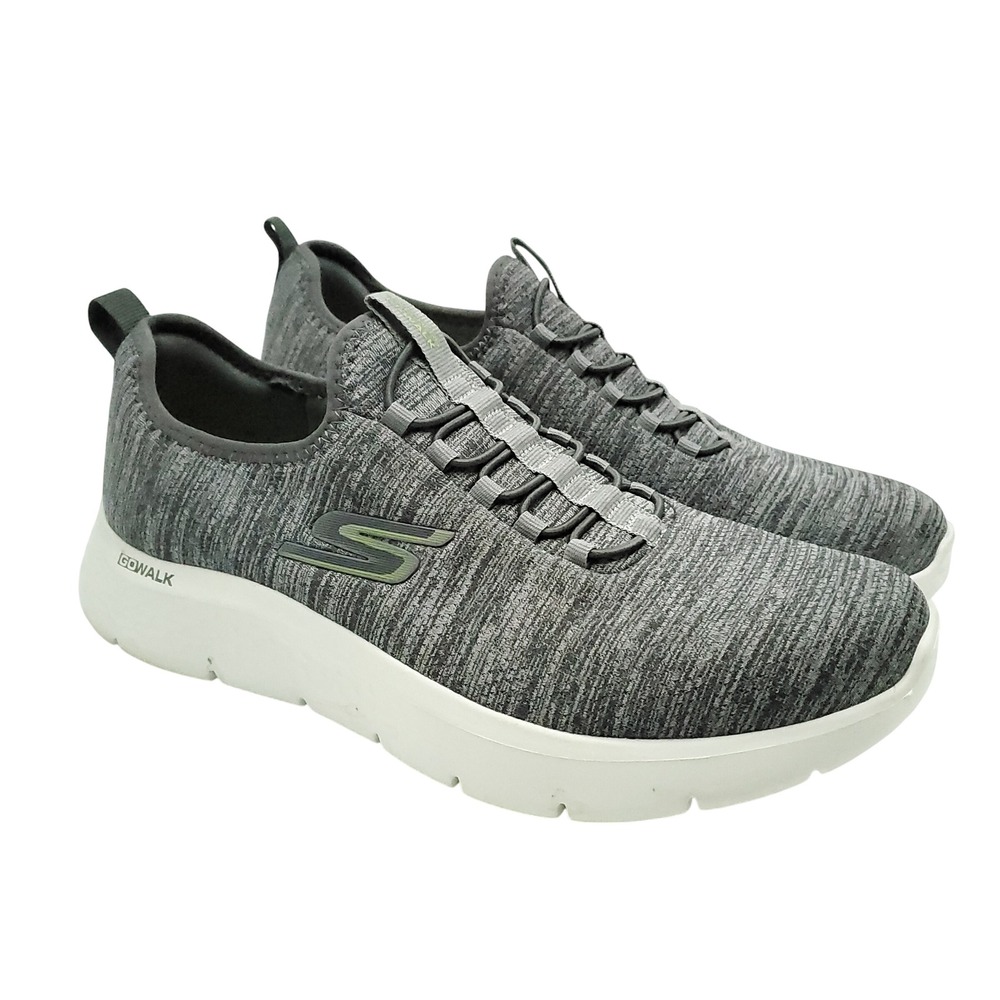 Skechers Go Walk Flex Ultra Slip On Walking Sneakers Gray Lime Men's Size 10.5